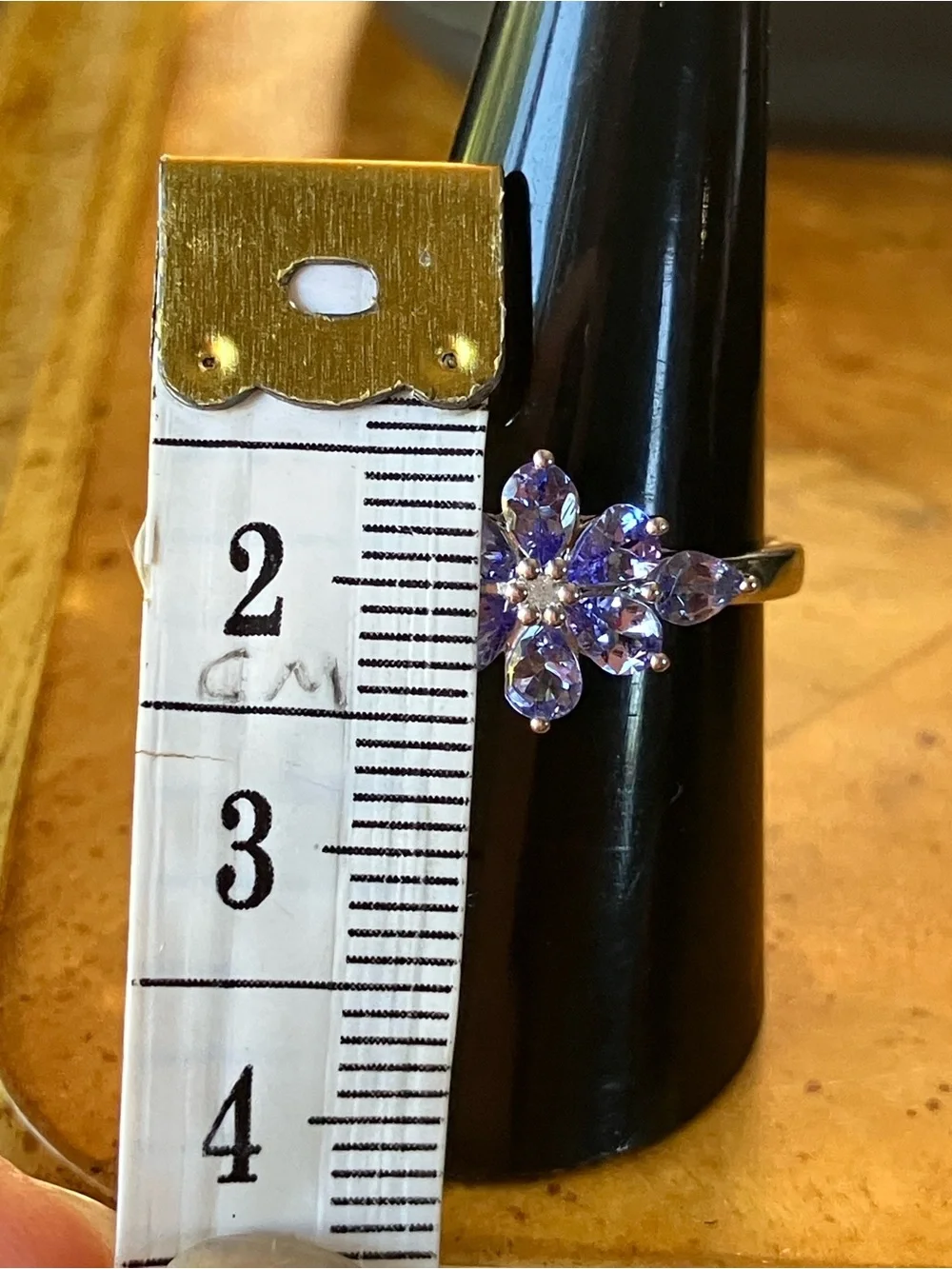 Natural Tanzanite White Diamond Ring Size 9